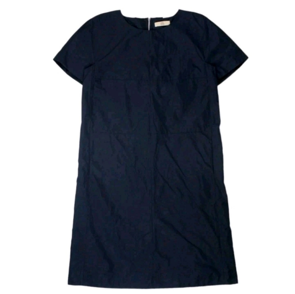 Orla Kiely Size 10 Navy Frilled Exposed Back Zip Dress